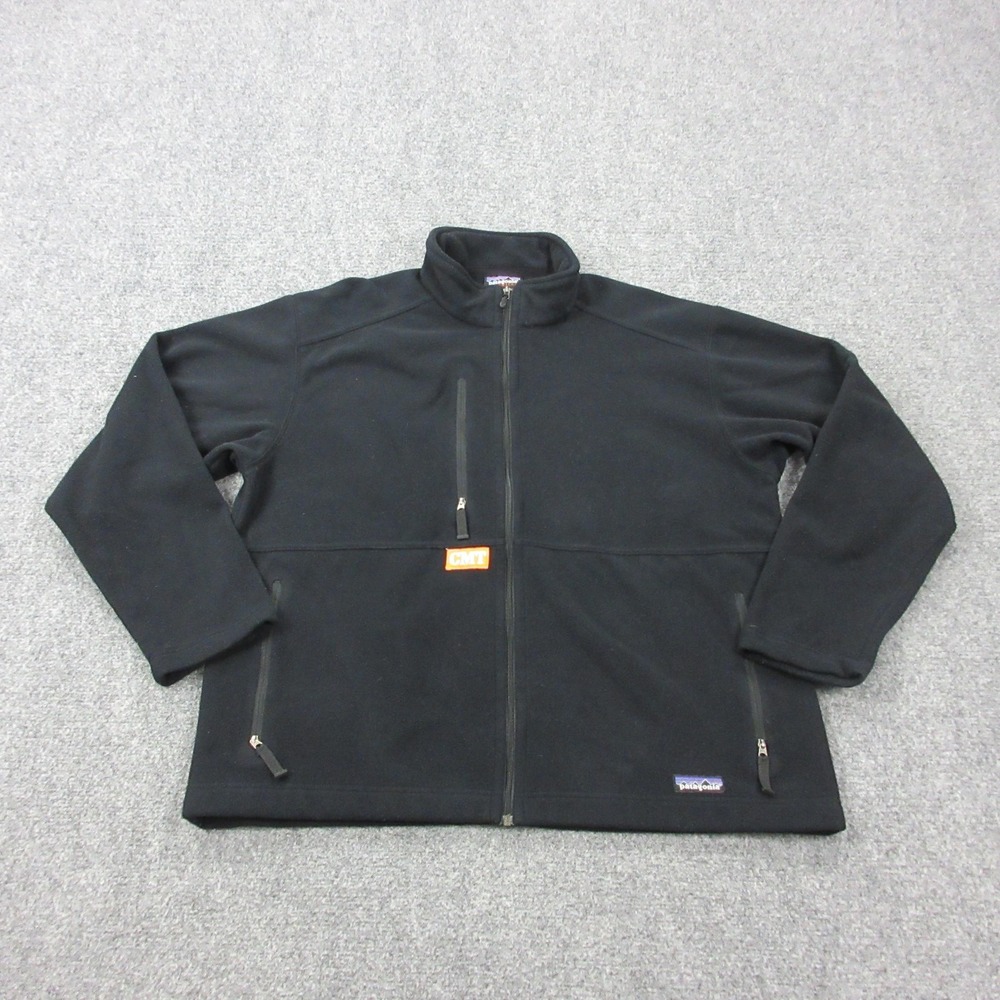 Patagonia Synchilla Fleece Jacket Mens Large Black Full Zip Pockets Outdoor